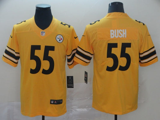 Men's Pittsburgh Steelers Devon Bush Jr. #55 Gold Inverted Team Game jersey