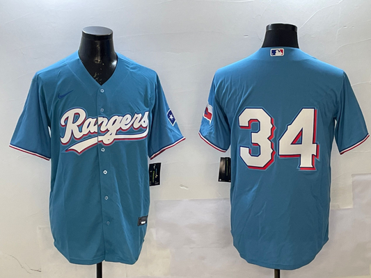 Men's Texas Rangers Nolan Ryan #34 Light Blue Player jersey