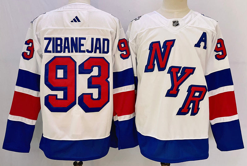 Men's New York Rangers Mika Zibanejad #93 White Player Game jersey
