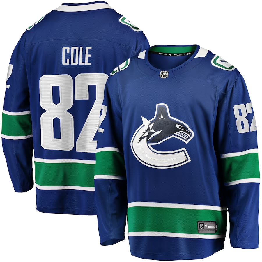 Men's Vancouver Canucks Ian Cole #82 Blue Home Breakaway jersey
