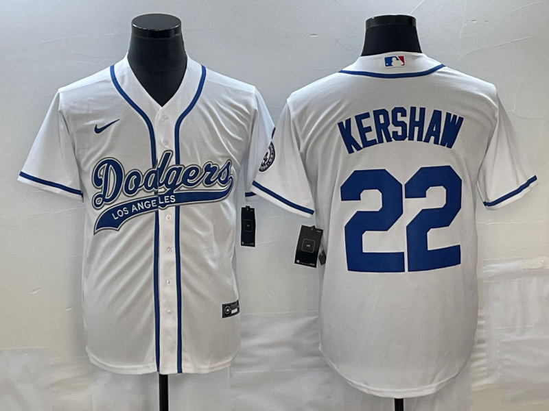 Men's Los Angeles Dodgers Clayton Kershaw #22 White Player jersey Joint Edition