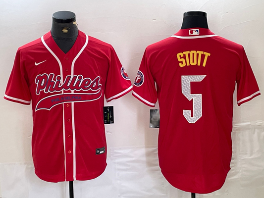 Men's Philadelphia Phillies Bryson Stott #5 Red Player jersey Joint Edition
