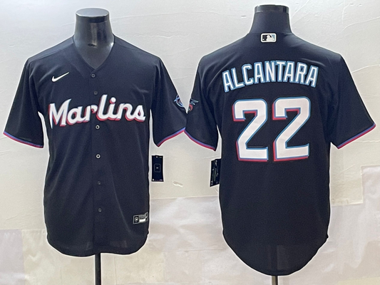 Men's Miami Marlins Sandy Alcantara #22 Black Alternate Limited Player Jersey