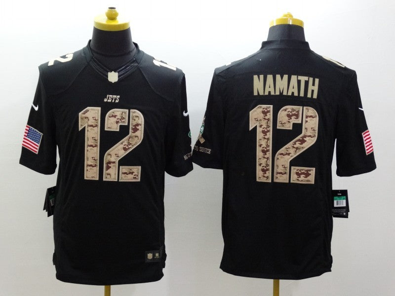 Men's New York Jets Joe Namath #12 Black Player Game jersey