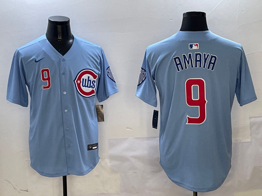 Men's Chicago Cubs Miguel Amaya #9 Light Blue 2nd Alternate Limited Player jersey