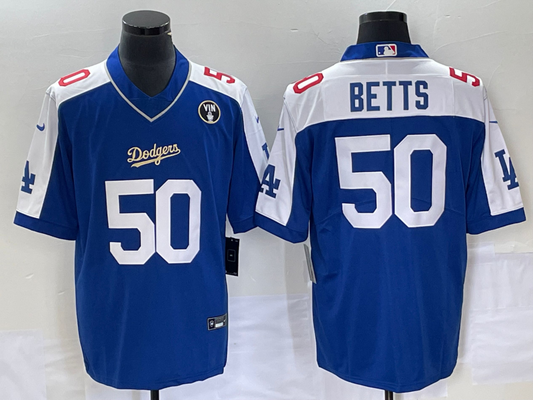 Men's Los Angeles Dodgers Mookie Betts #50 Blue Alternate Player jersey