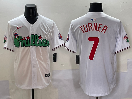 Men's Philadelphia Phillies Trea Turner #7 White Game jersey