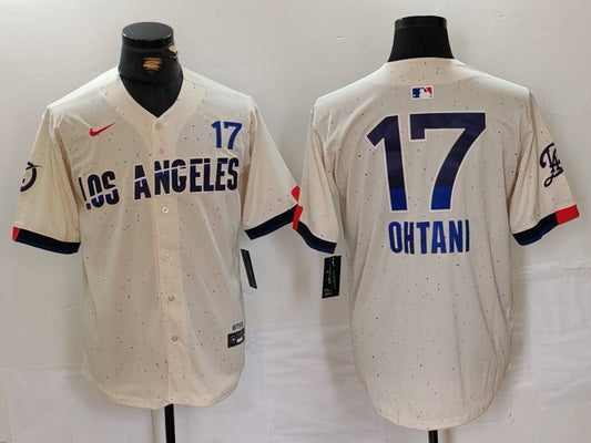 Men's Los Angeles Dodgers Shohei Ohtani #17 Cream 2024 City Connect Player jersey
