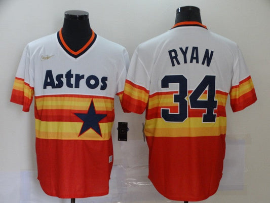 Men's Houston Astros Nolan Ryan #34 White/Orange Replica Baseball jersey