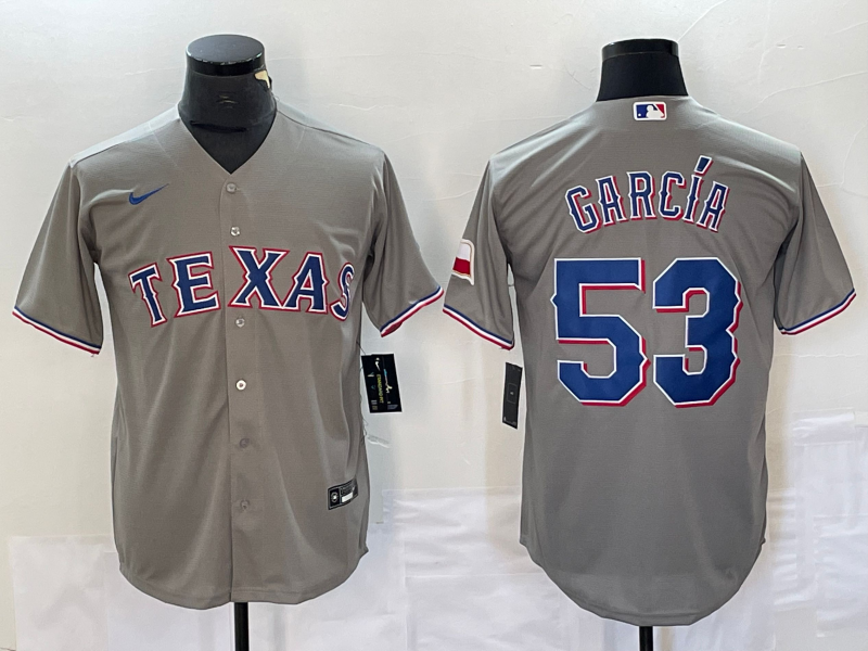 Men's Texas Rangers Adolis Garcia #53 Gray Replica Player jersey