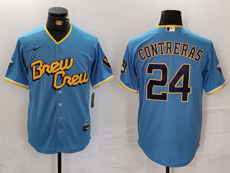 Men's Milwaukee Brewers William Contreras #24 Powder Blue City Connect Limited Player jersey
