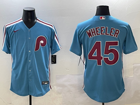 Men's Philadelphia Phillies Zack Wheeler #45 Light Blue Limited Player jersey