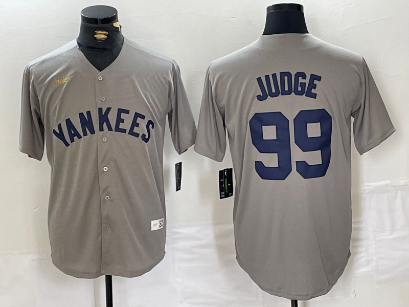 Men's New York Yankees Aaron Judge #99 Gray Road Cooperstown Collection Player jersey