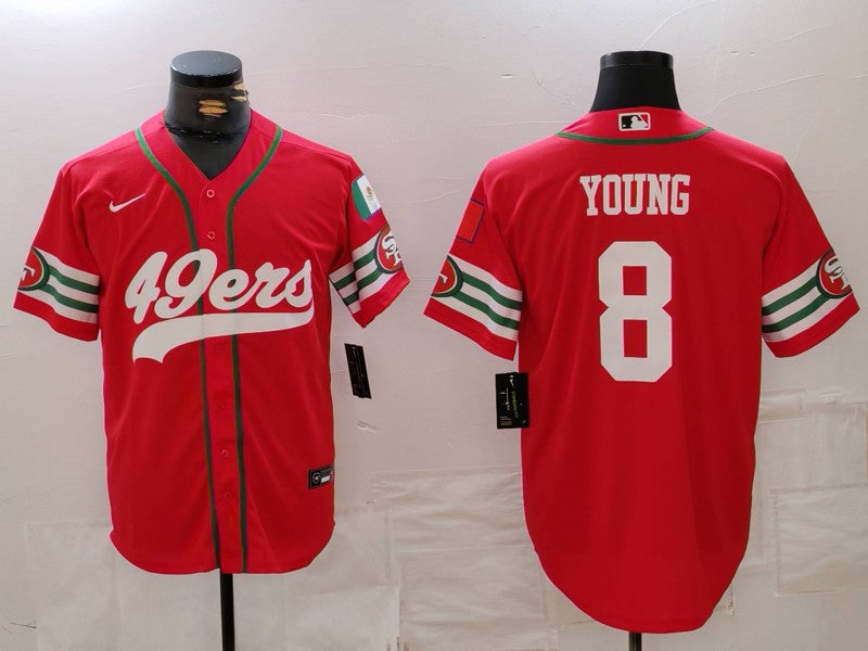 Men's San Francisco 49ers Steve Young #8 Scarlet Player Game jersey