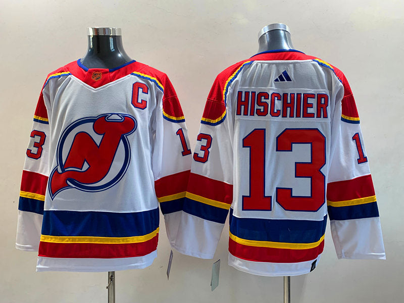 Men's New jersey Devils Nico Hischier #13 White Player Game jersey
