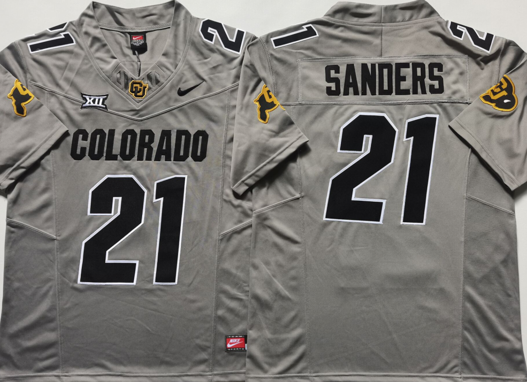 Men's Colorado Buffaloes Shilo Sanders #21 Grey Game Jersey