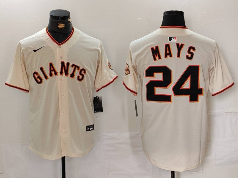 Men's San Francisco Giants Willie Mays #24 Cream Home Replica Player jersey