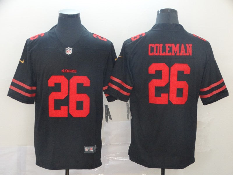 Men's San Francisco 49ers Tevin Coleman #26 Black Game jersey