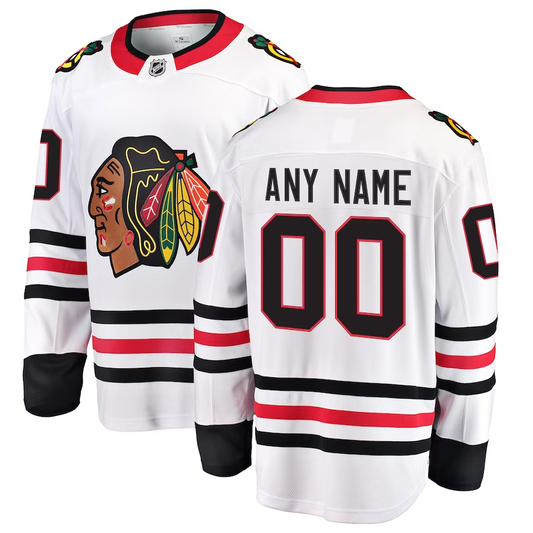 Men's Chicago Blackhawks White Away Breakaway Custom jersey