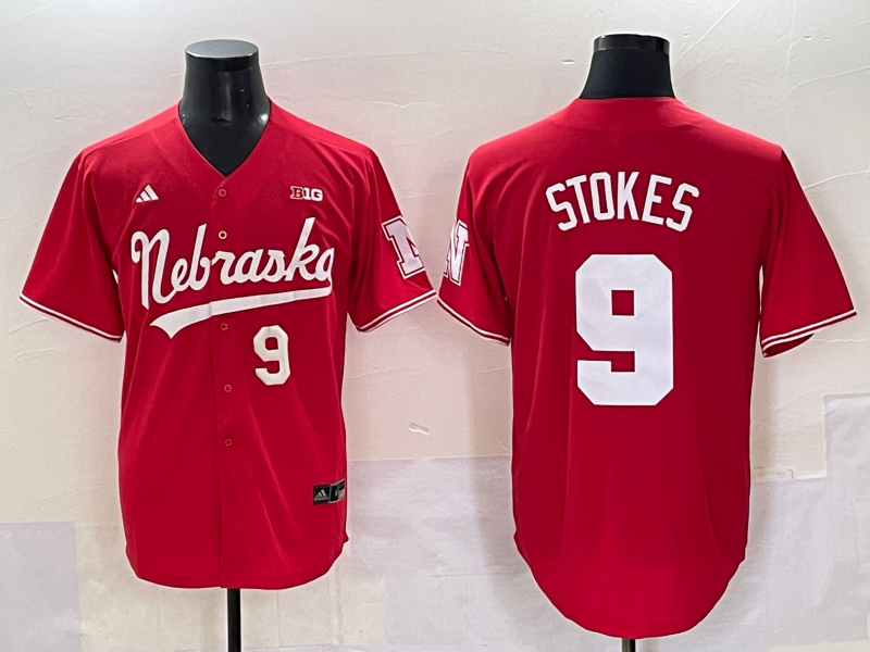 Men's Nebraska Huskers Rhett Stokes #9 Red Replica Player Jersey