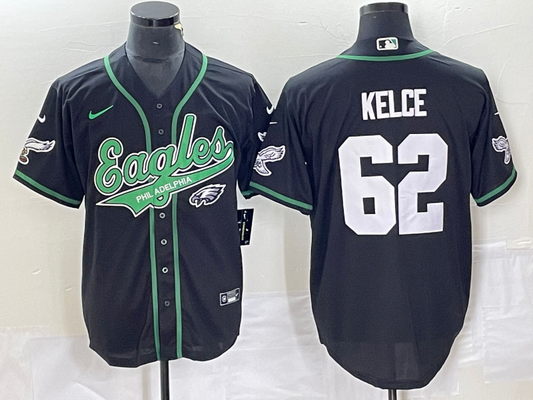 Men's Philadelphia Eagles Jason Kelce #62 Black Game jersey Joint Edition