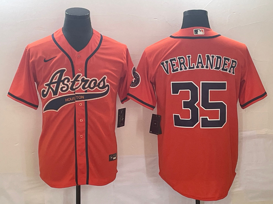 Men's Houston Astros Justin Verlander #35 Orange Replica jersey Joint Edition