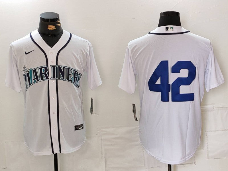 Men's Seattle Mariners #42 White 2024 Jackie Robinson Day Home Limited jersey