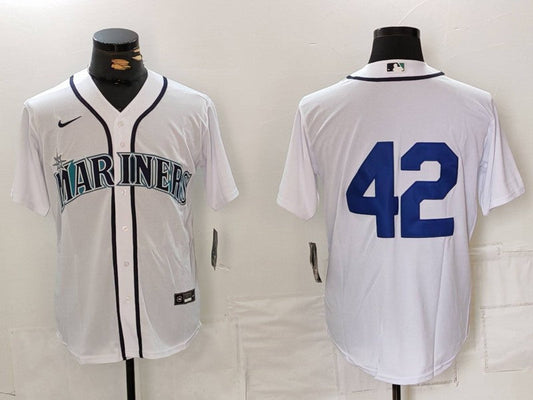 Men's Seattle Mariners #42 White 2024 Jackie Robinson Day Home Limited jersey