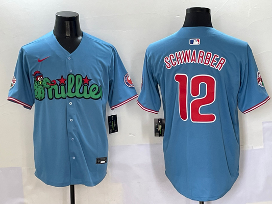Men's Philadelphia Phillies Kyle Schwarber #12 Blue Player jersey