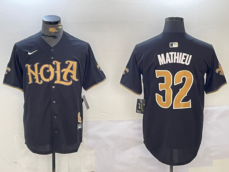 Men's New Orleans Saints Tyrann Mathieu #32 Black Player jersey