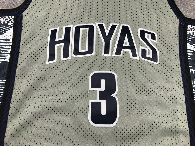 Men's Georgetown Hoyas Allen Iverson #3 NCAA Gray Basketball Jersey