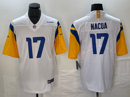 Men's Los Angeles Rams Puka Nacua #17 White Game jersey
