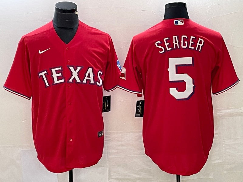 Men's Texas Rangers Corey Seager #5 Red Replica Player jersey
