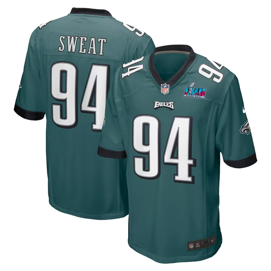 Men's Philadelphia Eagles Josh Sweat #94 Midnight Green Super Bowl LVII Patch Game jersey