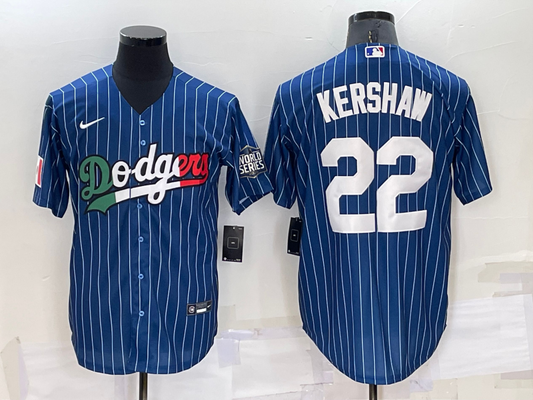 Men's Los Angeles Dodgers Clayton Kershaw #22 Blue Stitched Game jersey