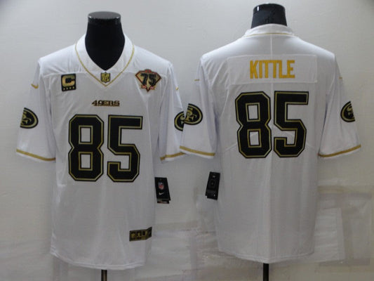 Men's San Francisco 49ers George Kittle #85 White 75th Anniversary Game jersey