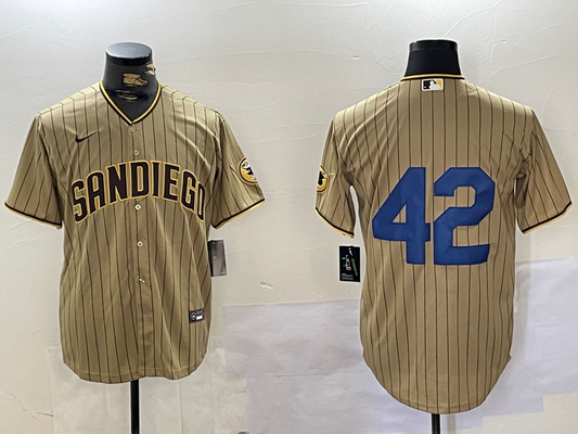 Men's San Diego Padres #42 Tan 2024 Jackie Robinson Day Home Limited jersey