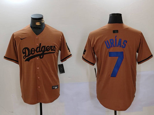 Men's Los Angeles Dodgers Julio Urias #7 Brown Replica Player jersey