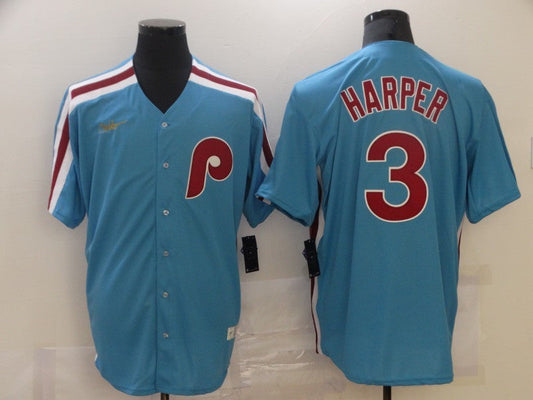 Men's Philadelphia Phillies Bryce Harper #3 Blue Replica Baseball jersey