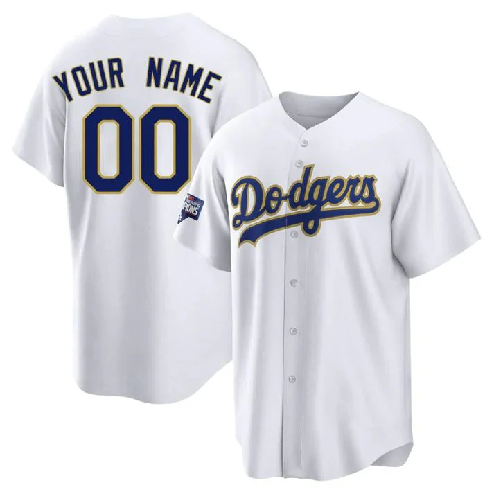 Men's Los Angeles Dodgers White Replica Custom jersey