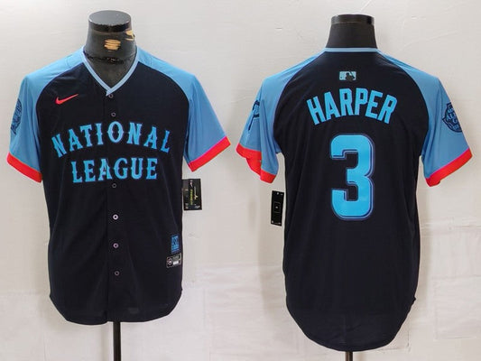 Men's National League Bryce Harper #3 Navy 2024 MLB All-Star Game Limited Player jersey