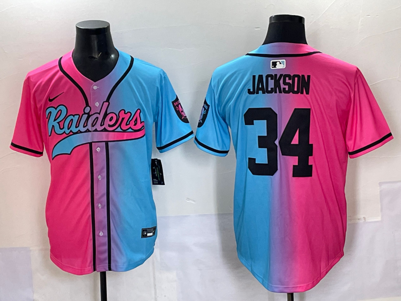 Men's Las Vegas Raiders Bo Jackson #34 Pink/Blue Game Jersey