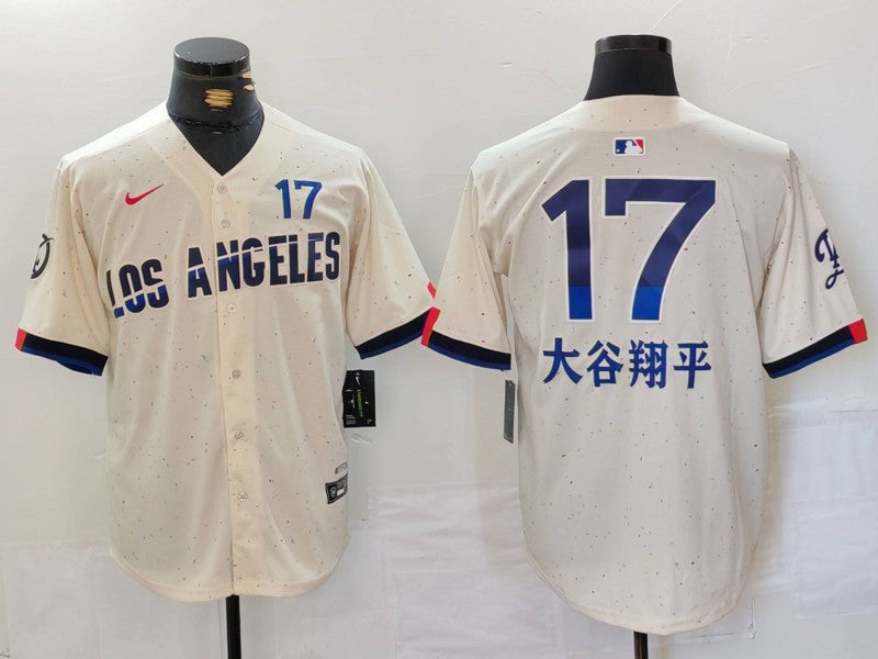 Men's Los Angeles Dodgers Shohei Ohtani #17 Cream 2024 City Connect Game jersey