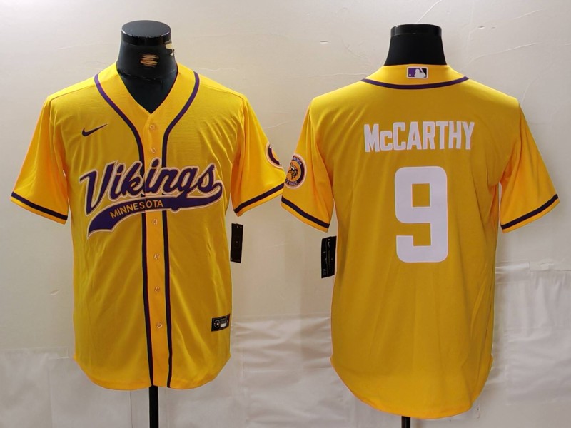Men's Minnesota Vikings J.J. McCarthy #9 Yellow Game jersey