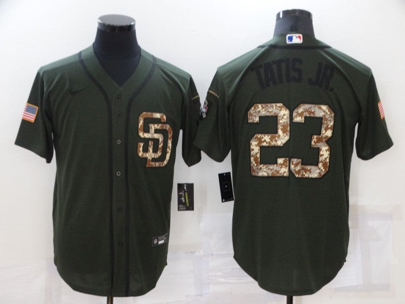 Men's San Diego Padres Fernando Tatis Jr. #23 Army Green Stitched jersey