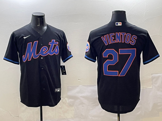 Men's New York Mets Mark Vientos #27 Black Replica Player jersey