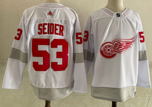 Men's Detroit Red Wings Moritz Seider #53 White Breakaway Player jersey