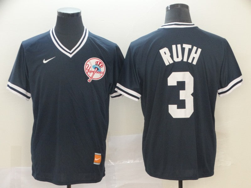 Men's New York Yankees Babe Ruth #3 Navy Replica Player jersey
