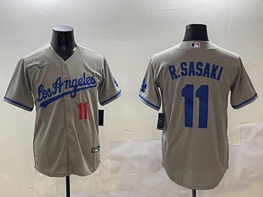 Men's Los Angeles Dodgers Roki Sasaki #11 Gray Alternate Replica Player jersey