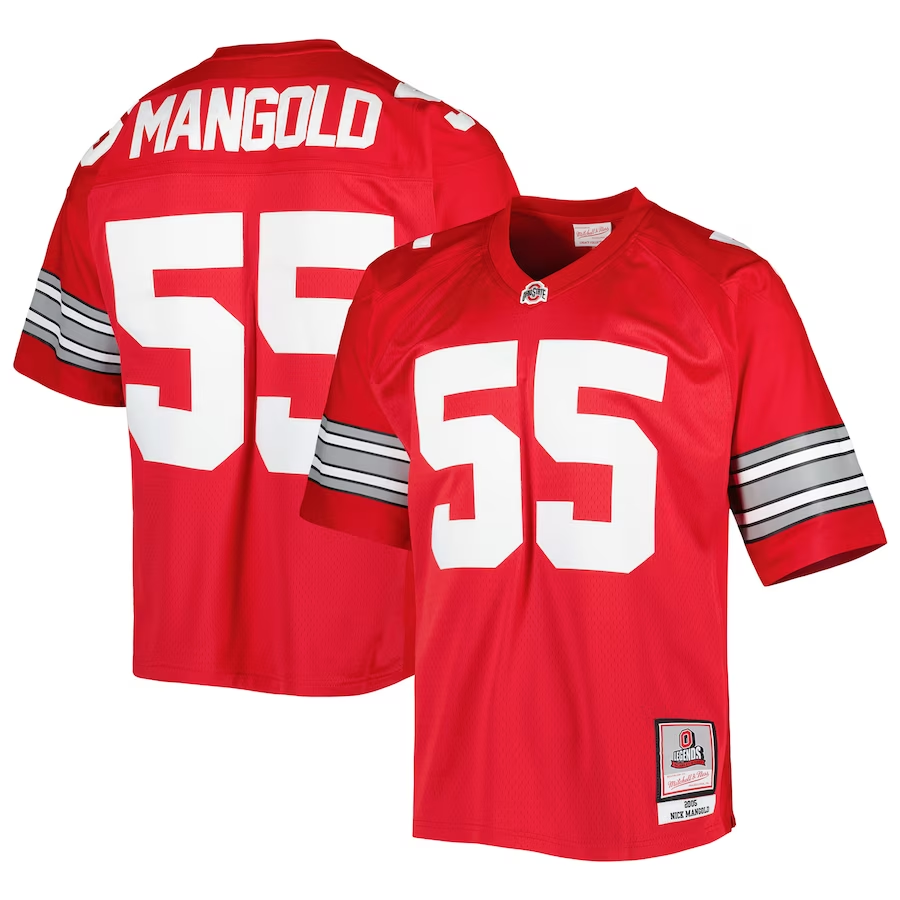 Men's Ohio State Buckeyes Nick Mangold #55 Scarlet Player Game Jersey